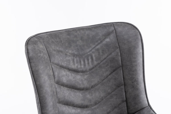 English Elm Mid-Century Modern Swivel Wingback Dining Chair Set Of 2 - Elegant Leather Accent Chairs In Dark Gray T3903P405992