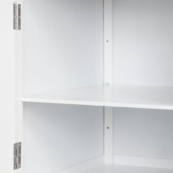 English Elm 67''Modern Executive Desk with 3 Drawers & 2 Cabinets, Spacious White MDF Workstation with Adjustable Shelves and Chic Vertical Edge Design for Home Office N751S211942K