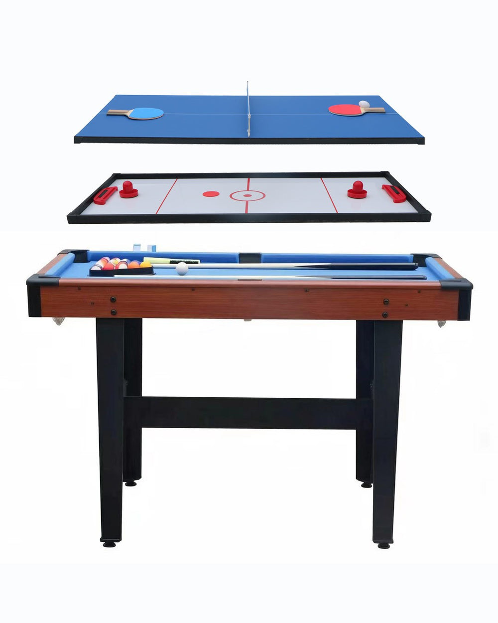 English Elm 48″ 48" Three-in-one Combo Game Table Billiards Hockey Tennis for Any Room W1936P448953
