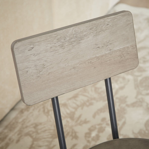 English Elm Pub Industrial Style 7-Piece High Dining Set with Steel Frame, PU Padded Bar Chairs, Adjustable Feet Grey W1668P193689