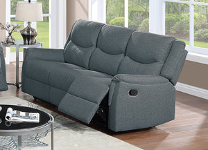 English Elm Modern Three Seat Manual Reclining Sofa Burlap Fabric Plush Living Room Comfort Dark Gray B011P468523