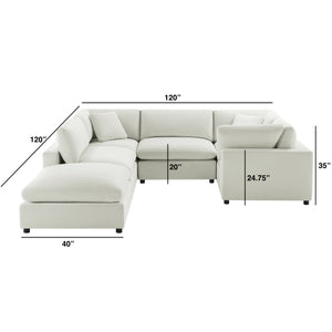 English Elm Caylie Modular 6-Piece Sectional In Ivory - Versatile Comfort, Family-Friendly, Plush Seating Solution B050S00030