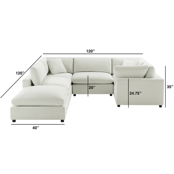 English Elm Caylie Modular 6-Piece Sectional In Ivory - Versatile Comfort, Family-Friendly, Plush Seating Solution B050S00030