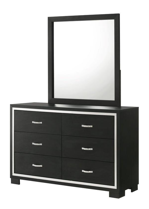 English Elm Modern Sleek 4-Drawer Bedroom Chest with Metal Handles, Contemporary Wooden Dresser for Storage and Style Black 60.79 L x 18.39 W x 32.48 H B2741P371620