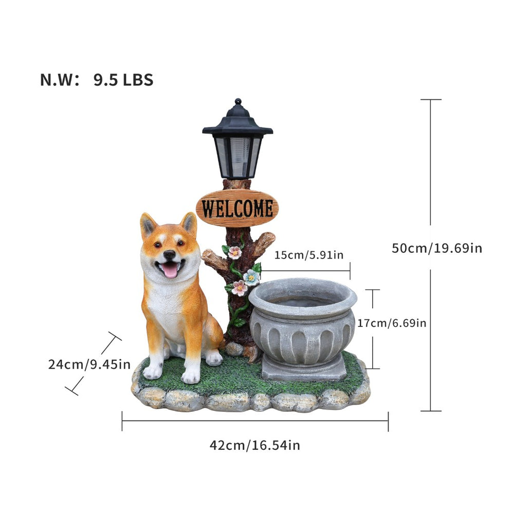 English Elm Sitting Corgi Resin Planter Sculpture Whimsical Porch Garden Decor with Succulent Cavity W5398P464247