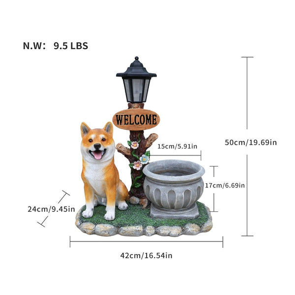English Elm Sitting Corgi Resin Planter Sculpture Whimsical Porch Garden Decor with Succulent Cavity W5398P464247
