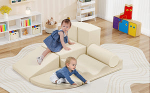 English Elm 7-piece Foam Toddler Climbing Play Set with Modular Blocks for Active Indoor Fun Beige N710P325522K