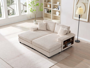 English Elm Convertible Oversized Corduroy Sofa Chair – Plush Modern Sleeper With Storage For Living Room Comfort W1793S00030