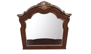 English Elm Paris Cherry G09300-M Mirror with Beveled Glass, Carved Wood Frame, Gold Accents, 51"H x 47"W B078P301020