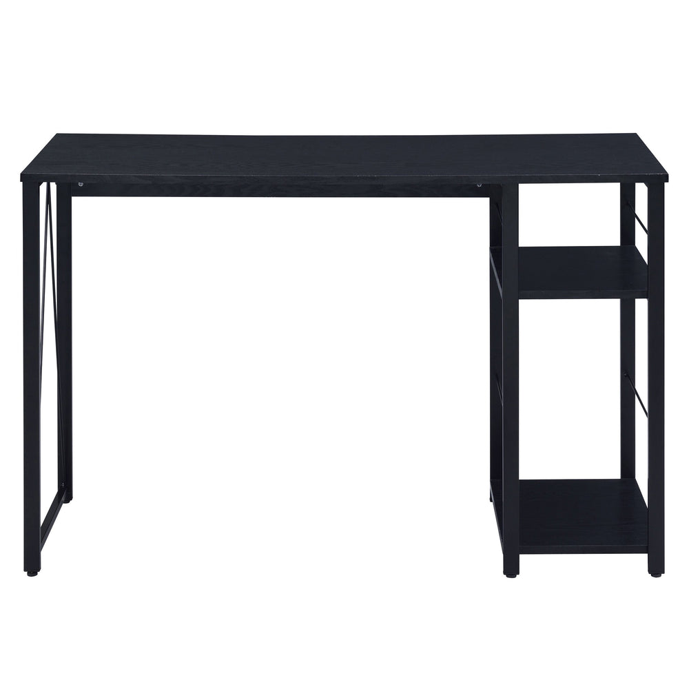 English Elm Black Modern 2-Shelf Rectangular Writing Desk with Metal Base, Spacious Surface and Open Storage (98) B062P184552