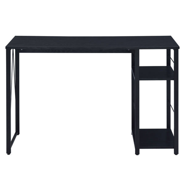English Elm Black Modern 2-Shelf Rectangular Writing Desk with Metal Base, Spacious Surface and Open Storage (98) B062P184552