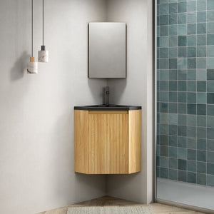 English Elm Zuri Corner Floating Bathroom Vanity Woodgrain Plywood Soft Close Matte Basin W2615P406358