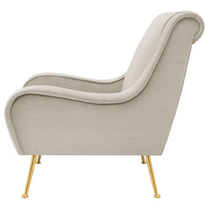 English Elm Lundy Stone Tight Cushion Accent Chair — Romantic Mid-Century Modern Upholstered Seat with Gold Legs, Textured Welt Details and Sloped Arms for Transitional Living Spaces B062P358334