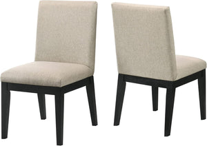 English Elm Contemporary Upholstered Dining Chairs Set of Two Oatmeal Fabric Kitchen Seating B011P446660