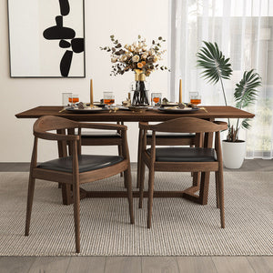 English Elm Ashcroft Furniture - Kelly Mid-Century Dining Chair - Solid Wood Frame, Leather Seat, Sleek Minimalist Design, 25x22x31 inches B183P232137