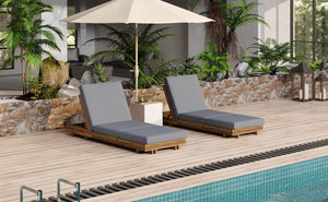 English Elm Christopher Knight Home® - Outdoor Chaise Lounge Chair Crafted from Acacia Solid Wood with 6-Position Recline, Breathable Slat Design for Poolside Comfort and Durable Weather Resistance Teak N770P281696T