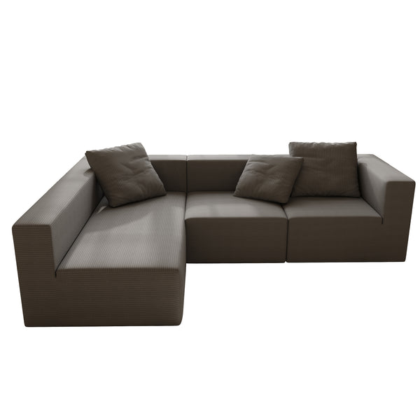 English Elm L Shaped Modular Sectional Sofa - 110" Corduroy Comfort With Movable Ottoman For Stylish Living Spaces W3670S00002