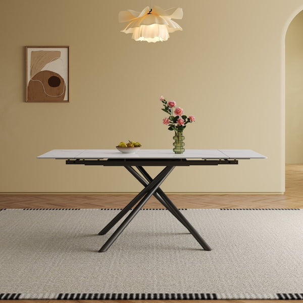 English Elm Retractable Sintered Stone Dining Table Set With 8 Chairs – Modern Design, Durable, Easy Assembly W509S00127-GIGA