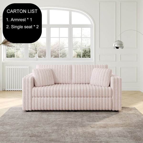 English Elm 75.6" Soft Modular 2-person Sofa with Removable Zippered Cushions for Easy Deep Cleaning and Comfort Light Pink W1767S00016