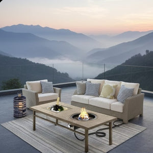 English Elm 47" Outdoor Aluminum Fire Pit Table 50000 Btu Propane with Ice Bucket Station Beige B082P454968