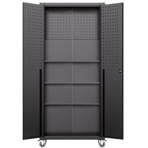 English Elm 71" Rolling Steel Garage Cabinet Lockable Doors Adjustable Shelves Heavy Duty T2398P413023