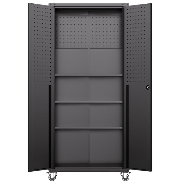 English Elm 71" Rolling Steel Garage Cabinet Lockable Doors Adjustable Shelves Heavy Duty T2398P413023