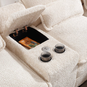 English Elm Modern U-Shaped Sectional Sofa With Chaise, Sleeper Feature, Usb Ports & Cupholders For Stylish Comfort W2100S00169