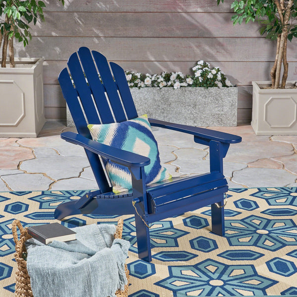 English Elm Christopher Knight Home® - HOLLYWOOD Acacia Wood Foldable Adirondack Chair for Patio & Poolside — Weather-Resistant, Classic Comfort Blue 39.25 L x 24.5 W x 7.75 H 62399.00BLU