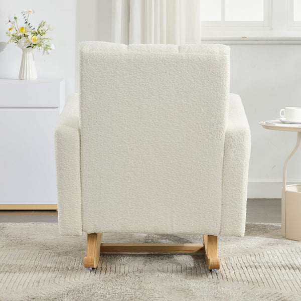 English Elm Christopher Knight Home® - Accent Rocking Chair In Cream White Teddy Velvet - Luxurious Comfort, Ergonomic Support & Style! N765P263906W