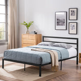 Christopher Knight Home® Contemporary Queen Size Iron Bed Frame with Geometric Motif and Sturdy Slat Design - No Box Spring Needed