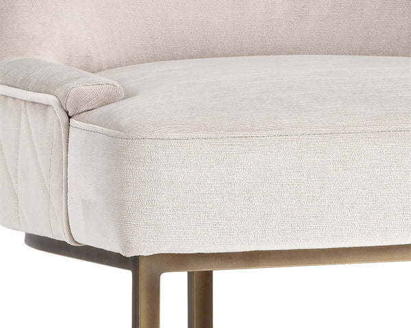 Sunpan Florence Dining Chair Set of 2 - Elegant Fabric, Rustic Bronze Frame, Diamond Stitched Back Design Piccolo Prosecco