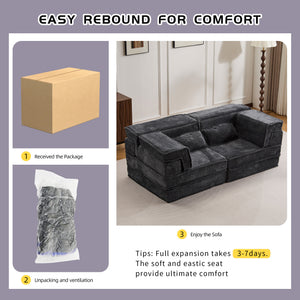 English Elm Compression Mahjong Sofa - Modern Convertible Floor Sofa Bed, Soft Fleece, No Assembly, Versatile Comfort W3723P377150