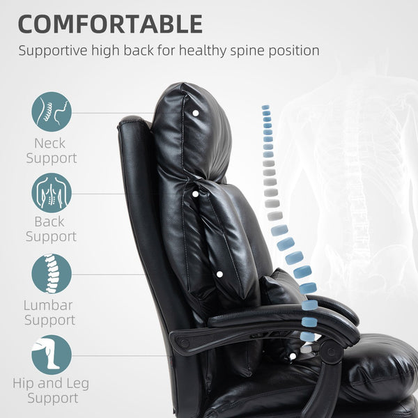 English Elm Office Massage Chair High Back Executive Recliner with Lumbar Heat and Footrest T3971P408813