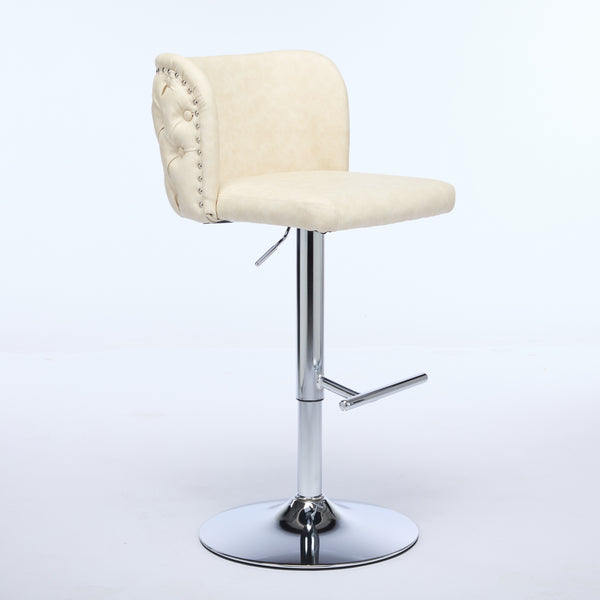 English Elm A&A Modern Swivel Barstools Set Of 2 - Adjustable Height, Chrome Base, Ergonomic Pu Upholstered Comfort W1143P193492