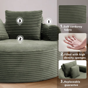 English Elm Round Cloud Sectional Sofa Bed with Memory Foam Fill for Small Space Living W3224P444270