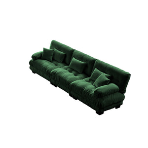 English Elm 3-Seater Cloud-Comfort Modular Sectional Sofa with Plush Chenille Upholstery and Deep Support for Home Living Rooms Green W714S01091