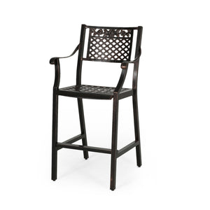 English Elm Christopher Knight Home® - TAHOE Athena Outdoor 29" Cast Aluminum Barstool Set of 2, Copper Finish, Weather-Resistant Mesh Scroll Design 65141.00