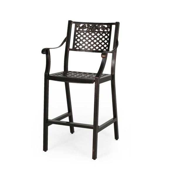 English Elm Christopher Knight Home® - TAHOE Athena Outdoor 29" Cast Aluminum Barstool Set of 2, Copper Finish, Weather-Resistant Mesh Scroll Design 65141.00