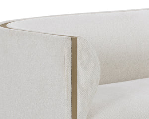 Sunpan Larron Sofa - Elegant Rhea Light Barley with Gold Stainless Steel Accents for Indoor & Outdoor Use