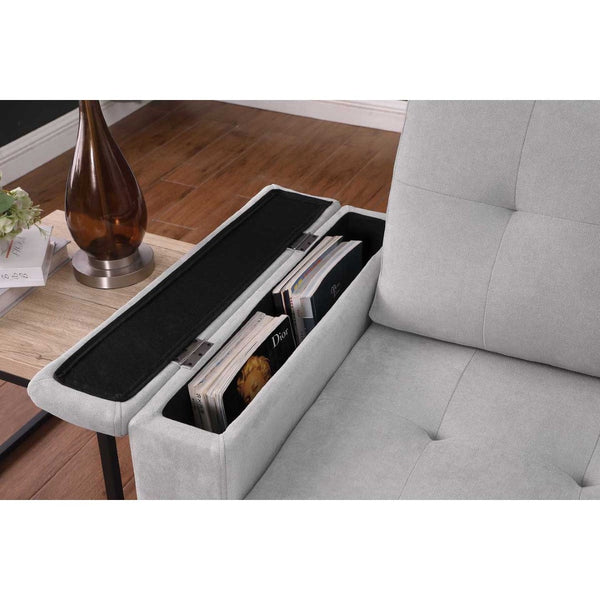 English Elm Woven Fabric Reversible Sleeper Sectional Sofa With Storage Chaise & Usb Ports For Modern Living B016S00042-GIGA