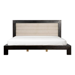 English Elm Ashcroft Channel Tufted Upholstered King Bed Tall Headboard Acacia Wood Accent Frame B2769S00016