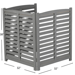 English Elm 3-panel Slatted Wood Outdoor Privacy Screen for Ac Units Trash Enclosures Gardens Grey W2640P272033