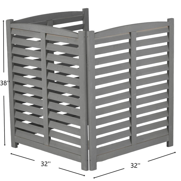 English Elm 3-panel Slatted Wood Outdoor Privacy Screen for Ac Units Trash Enclosures Gardens Grey W2640P272033