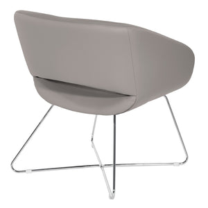 OSP Home Furnishings Faux Leather Accent Chair with Chrome Base for Modern Office or Living Room Grey LRL-R103