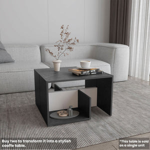 English Elm Side Table 25" H - Modern Dark Gray Accent With 2 Open Shelves For Stylish Storage & Display B097P296868-GIGA