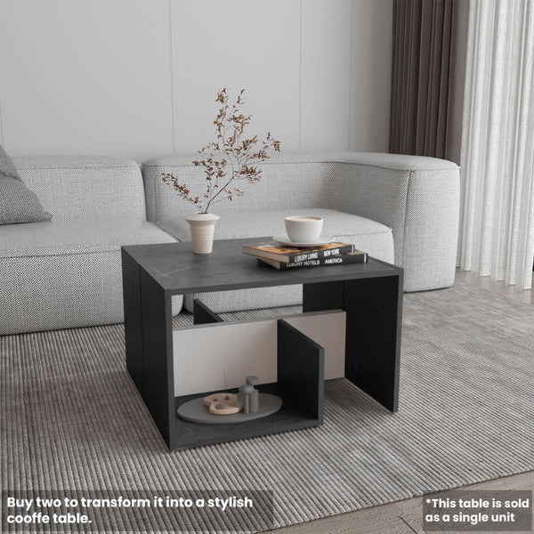English Elm Side Table 25" H - Modern Dark Gray Accent With 2 Open Shelves For Stylish Storage & Display B097P296868-GIGA