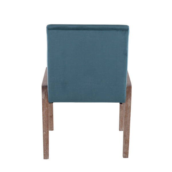 English Elm Carmen Contemporary Dining Chairs Set Of 2 - White Washed Wood & Luxe Crushed Teal Velvet Comfort B202S01321