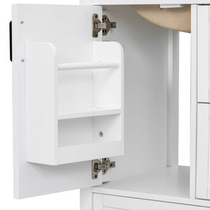 English Elm Modern 24 Inch Bathroom Vanity Solid Wood Cabinet with Ceramic Sink and Soft Close Storage White N729P292859K