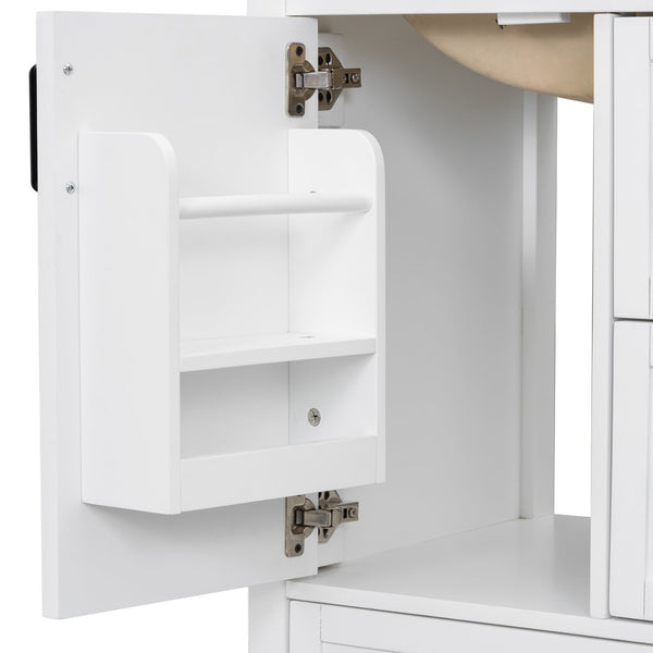 English Elm Modern 24 Inch Bathroom Vanity Solid Wood Cabinet with Ceramic Sink and Soft Close Storage White N729P292859K