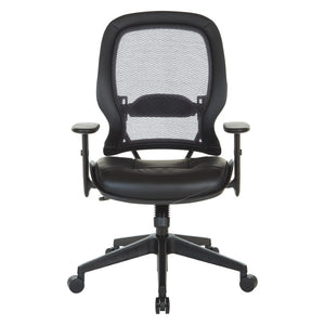 OSP Home Furnishings Dark Air Grid Back Manager Chair with Lumbar Support and Antimicrobial Seat Fabric 5790D-R107